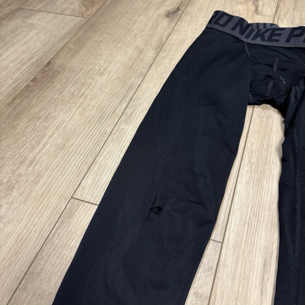 Nike‎ Pro Dri-FIT Boys (Youth) Full Length Tights Black Medium HOLE IN KNEE - Picture 5 of 7